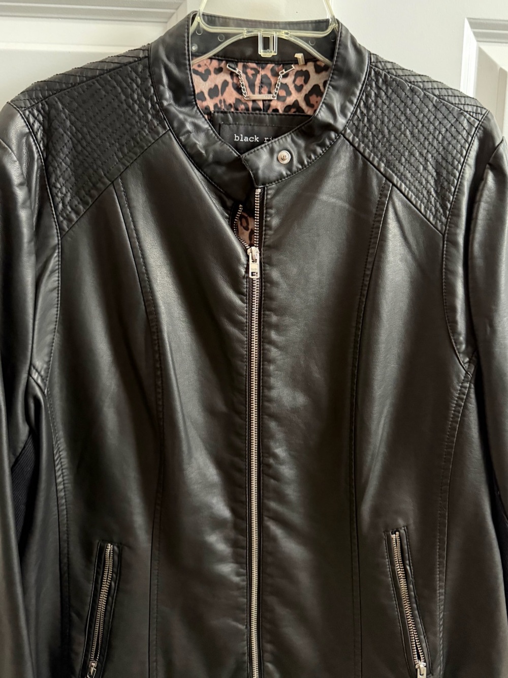 Black Rivet Black Faux Leather Moto Jacket Size XXL